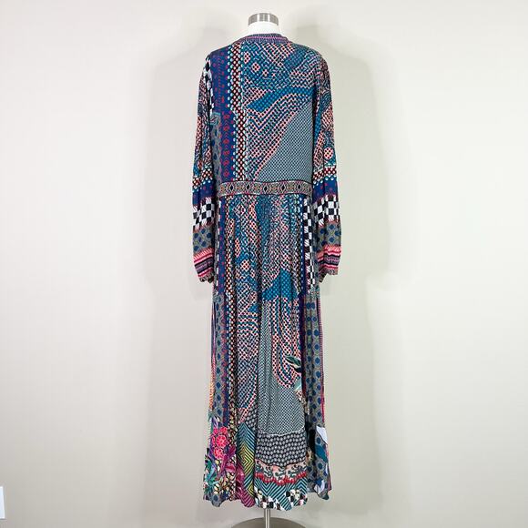 Anthropologie | Bhanuni by Jyoti Patterned Maxi Long Sleeve Slit Boho Maci Dress - Picture 9 of 16